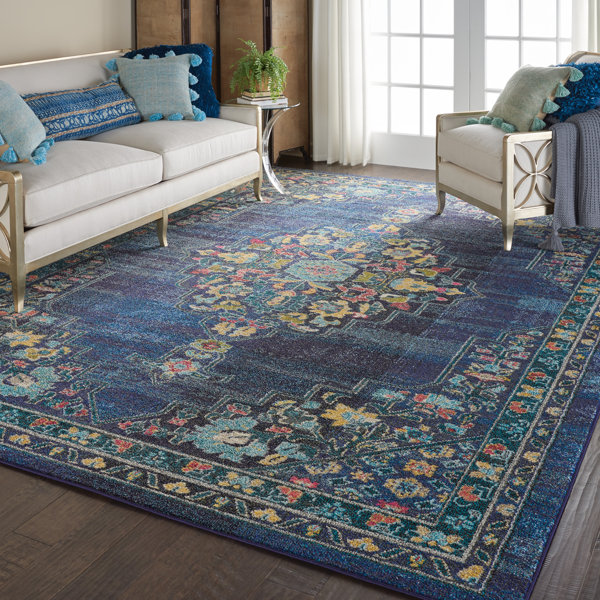 World Menagerie Lundy Oriental Area Rug in Blue & Reviews Wayfair
